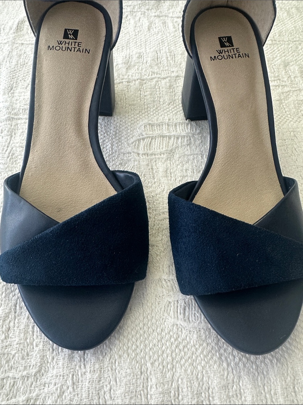 White Mountain navy Ankle-Strap Block Heel Sandals - Picture 6 of 6